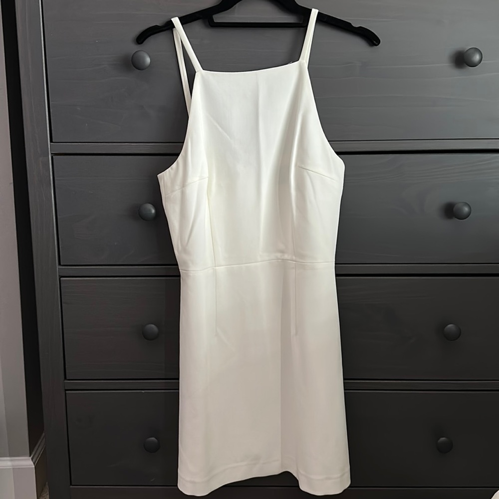 French Connection Whisper Square Neck Strappy Dress (White)